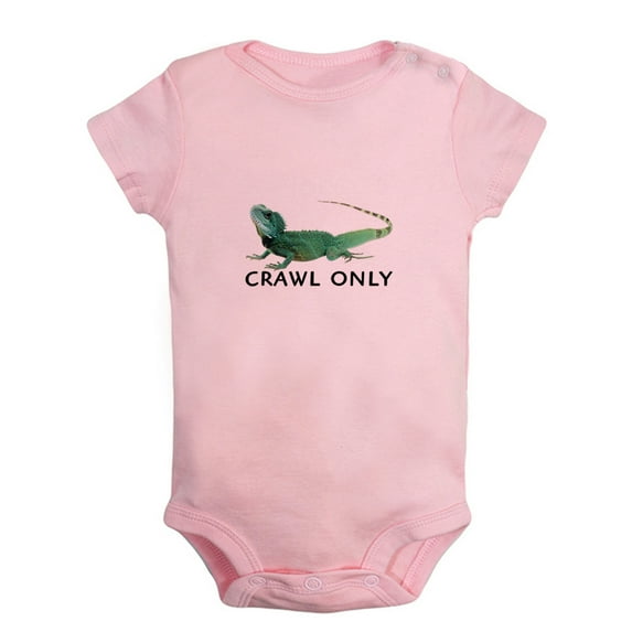 Baby Unisex Crawl Only Funny Rompers Newborn Baby Bodysuits Infant Jumpsuits Kids Cotton Animal Lizard Graphic One-Piece Outfits