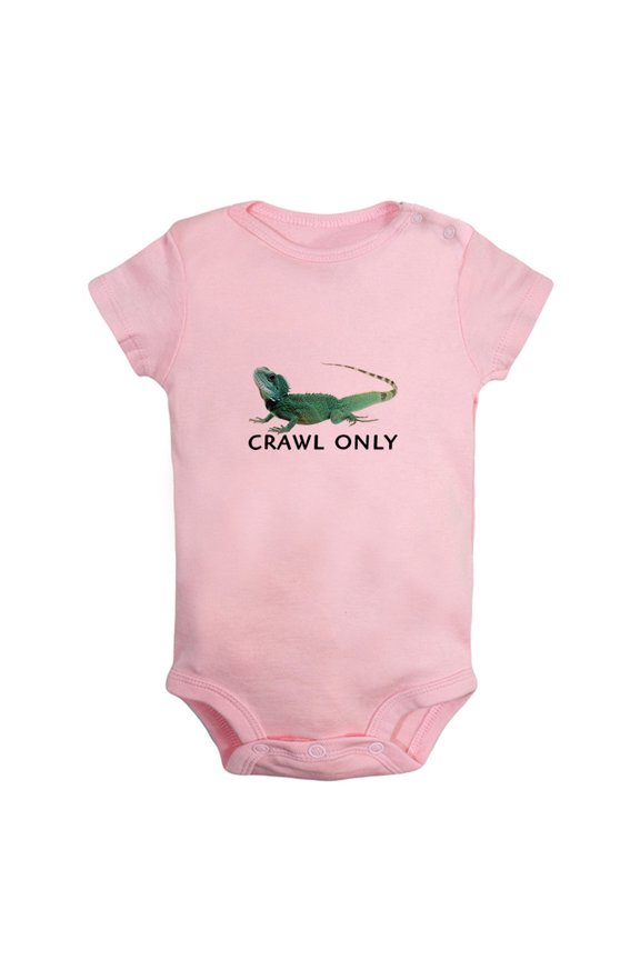 Baby Unisex Crawl Only Funny Rompers Newborn Baby Bodysuits Infant Jumpsuits Kids Cotton Animal Lizard Graphic One-Piece Outfits