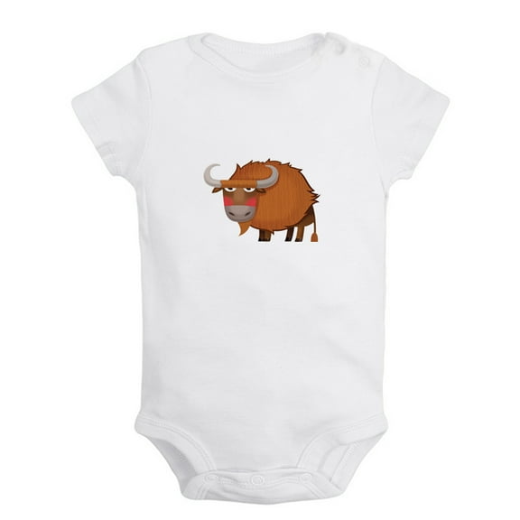 Baby Unisex Cute Rompers Newborn Baby Bodysuits Infant Jumpsuits Kids Cotton Animal Bison Graphic One-Piece Outfits