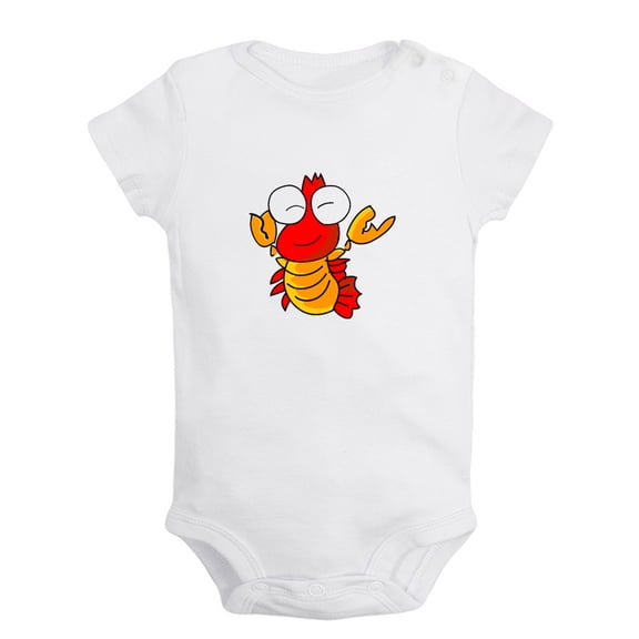 Baby Unisex Cute Rompers Newborn Baby Bodysuits Infant Jumpsuits Kids Cotton Animal Lobster Graphic One-Piece Outfits