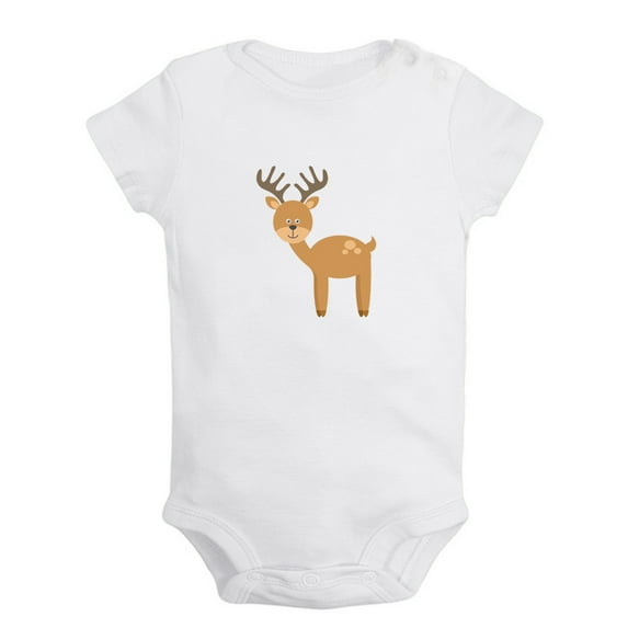 Baby Unisex Cute Rompers Newborn Baby Bodysuits Infant Jumpsuits Kids Cotton Animal Moose Graphic One-Piece Outfits