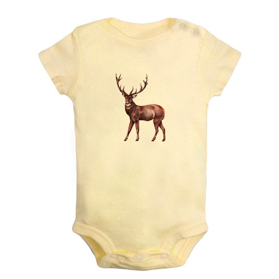 Baby Unisex Cute Rompers Newborn Baby Bodysuits Infant Jumpsuits Kids Cotton Animal Moose Graphic One-Piece Outfits