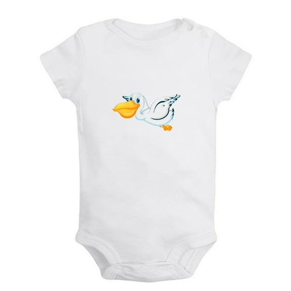 Baby Unisex Cute Rompers Newborn Baby Bodysuits Infant Jumpsuits Kids Cotton Animal Pelican Graphic One-Piece Outfits