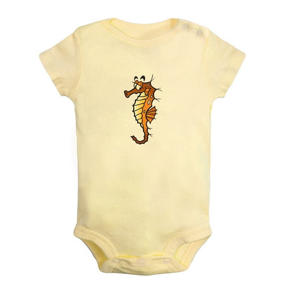Baby Unisex Cute Rompers Newborn Baby Bodysuits Infant Jumpsuits Kids Cotton Animal Seahorse Graphic One-Piece Outfits