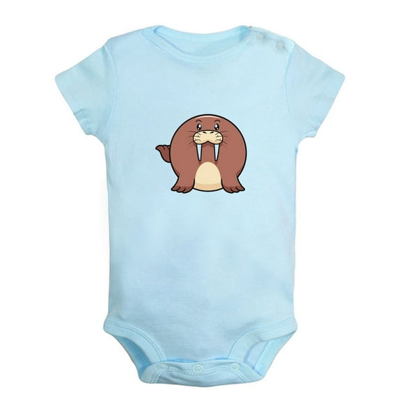 Baby Unisex Cute Rompers Newborn Baby Bodysuits Infant Jumpsuits Kids Cotton Animal Walrus Graphic One-Piece Outfits