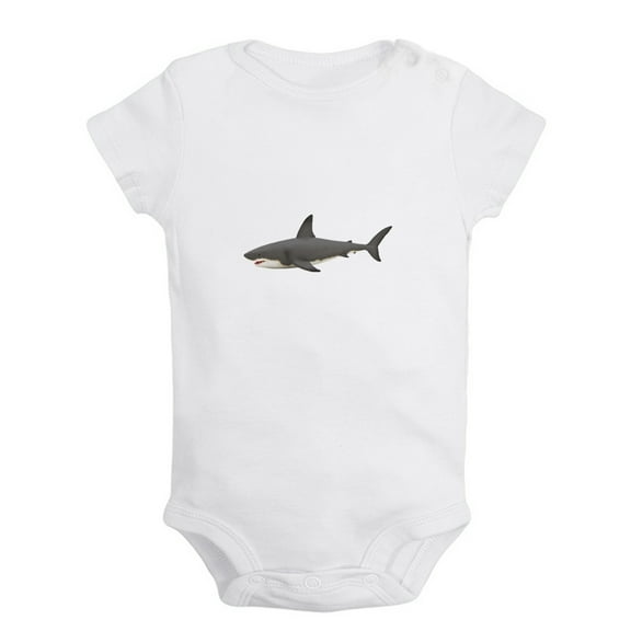 Baby Unisex Danger Will Bite Funny Rompers Newborn Baby Bodysuits Infant Jumpsuits Kids Cotton Animal Shark Graphic One-Piece Outfits