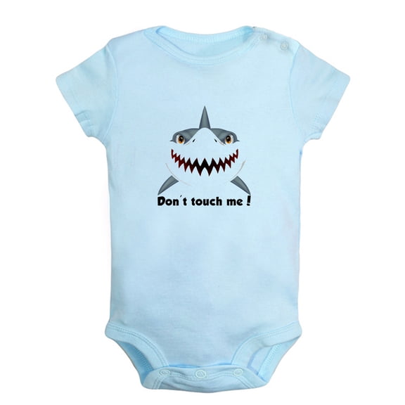 Baby Unisex Don't Touch Me Funny Rompers Newborn Baby Bodysuits Infant Jumpsuits Kids Cotton Animal Shark Graphic One-Piece Outfits