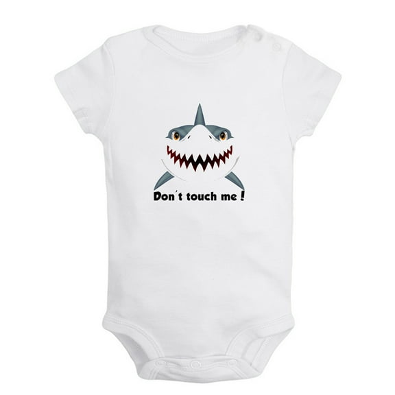 Baby Unisex Don't Touch Me Funny Rompers Newborn Baby Bodysuits Infant Jumpsuits Kids Cotton Animal Shark Graphic One-Piece Outfits