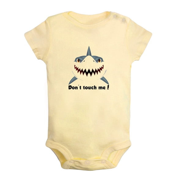 Baby Unisex Don't Touch Me Funny Rompers Newborn Baby Bodysuits Infant Jumpsuits Kids Cotton Animal Shark Graphic One-Piece Outfits