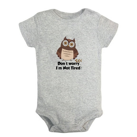 Baby Unisex Don't Worry I'm Not Tired Baby Funny Rompers Newborn Baby Bodysuits Infant Jumpsuits Kids Cotton Animal Owl Graphic One-Piece Outfits