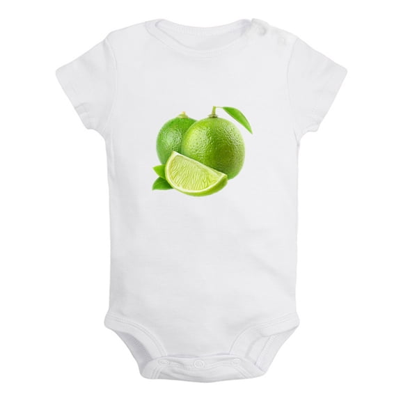 Baby Unisex Fruit Lime Design Rompers Newborn Baby Bodysuits Infant Jumpsuits Kids Cotton Graphic One-Piece Outfits
