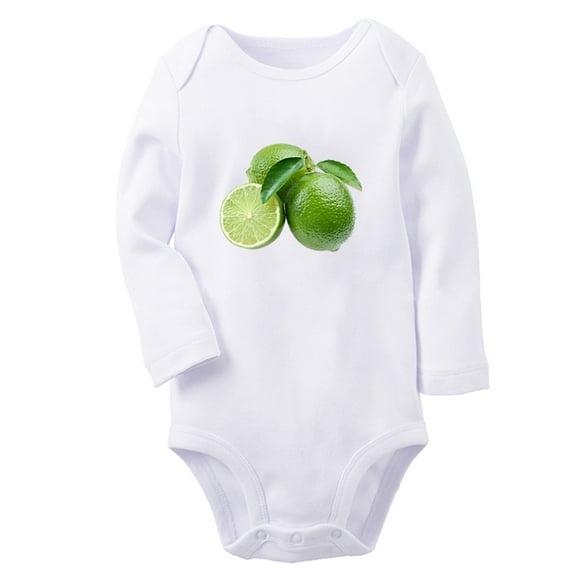 Baby Unisex Fruit Lime Design Rompers Newborn Baby Bodysuits Infant Jumpsuits Kids Cotton Graphic One-Piece Outfits