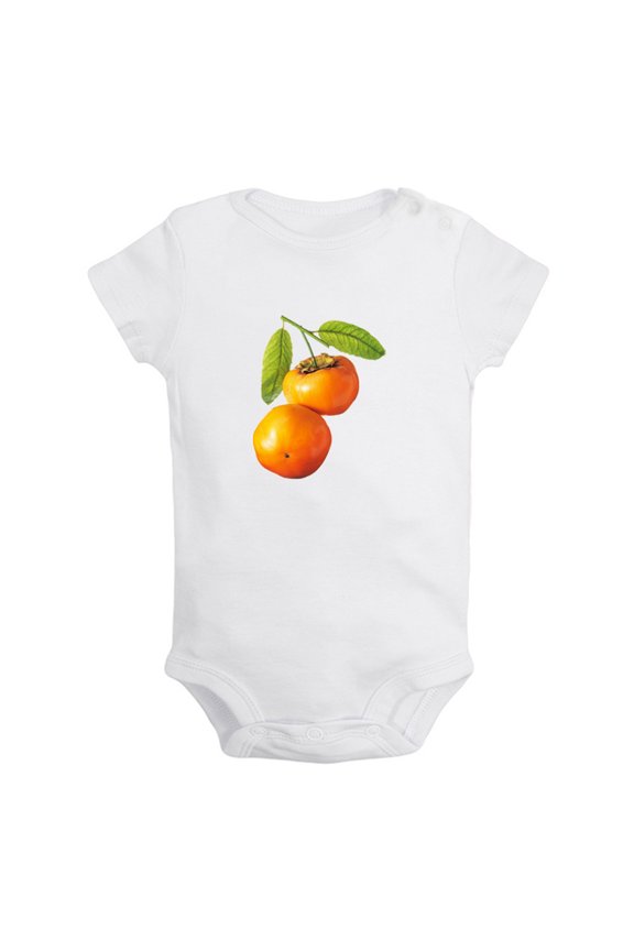 Baby Unisex Fruit Persimmon Design Rompers Newborn Baby Bodysuits Infant Jumpsuits Kids Cotton Graphic One-Piece Outfits
