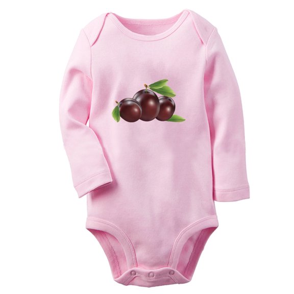 Baby Unisex Fruit Plum Design Rompers Newborn Baby Bodysuits Infant Jumpsuits Kids Cotton Graphic One-Piece Outfits