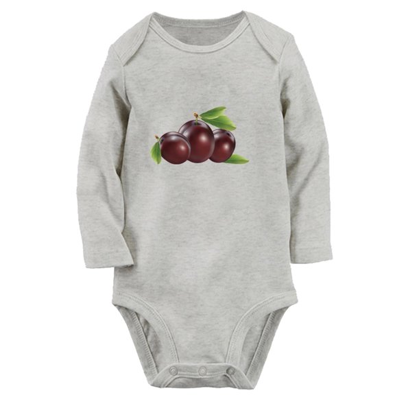 Baby Unisex Fruit Plum Design Rompers Newborn Baby Bodysuits Infant Jumpsuits Kids Cotton Graphic One-Piece Outfits