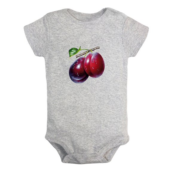 Baby Unisex Fruit Plum Design Rompers Newborn Baby Bodysuits Infant Jumpsuits Kids Cotton Graphic One-Piece Outfits
