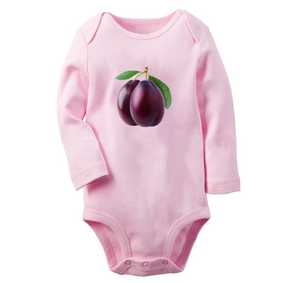 Baby Unisex Fruit Plum Design Rompers Newborn Baby Bodysuits Infant Jumpsuits Kids Cotton Graphic One-Piece Outfits