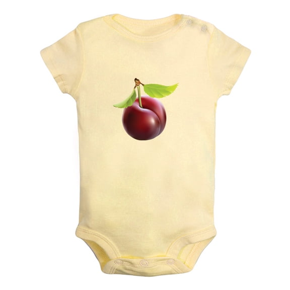Baby Unisex Fruit Plum Design Rompers Newborn Baby Bodysuits Infant Jumpsuits Kids Cotton Graphic One-Piece Outfits