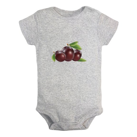 Baby Unisex Fruit Plum Design Rompers Newborn Baby Bodysuits Infant Jumpsuits Kids Cotton Graphic One-Piece Outfits