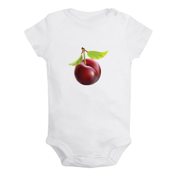 Baby Unisex Fruit Plum Design Rompers Newborn Baby Bodysuits Infant Jumpsuits Kids Cotton Graphic One-Piece Outfits