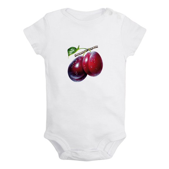 Baby Unisex Fruit Plum Design Rompers Newborn Baby Bodysuits Infant Jumpsuits Kids Cotton Graphic One-Piece Outfits
