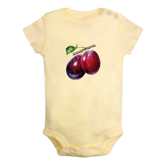 Baby Unisex Fruit Plum Design Rompers Newborn Baby Bodysuits Infant Jumpsuits Kids Cotton Graphic One-Piece Outfits