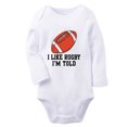 thumbnail image 1 of Baby Unisex I Like Rugby I'm Told Funny Rompers Newborn Baby Bodysuits Infant Jumpsuits Kids Cotton Graphic One-Piece Outfits, 1 of 5