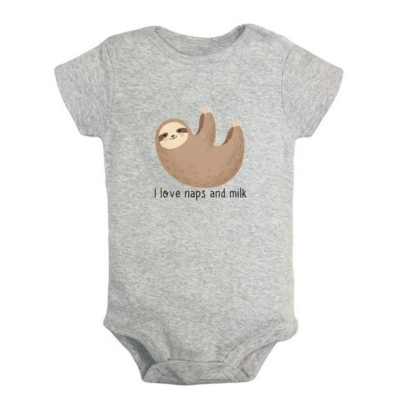 Baby Unisex I Love Naps And Milk Funny Rompers Newborn Baby Bodysuits Infant Jumpsuits Kids Cotton Animal Sloth Graphic One-Piece Outfits