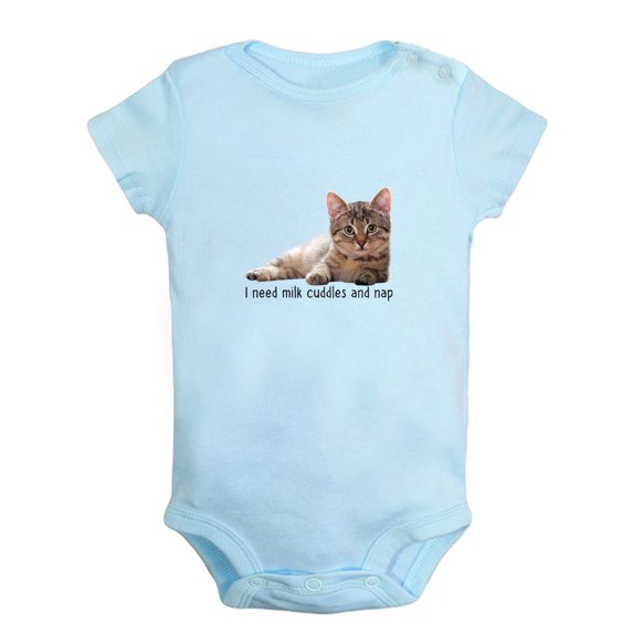 Baby Unisex I Need Milk Cuddles And Nap Funny Rompers Newborn Baby Bodysuits Infant Jumpsuits Kids Cotton Animal Cat Graphic One-Piece Outfits