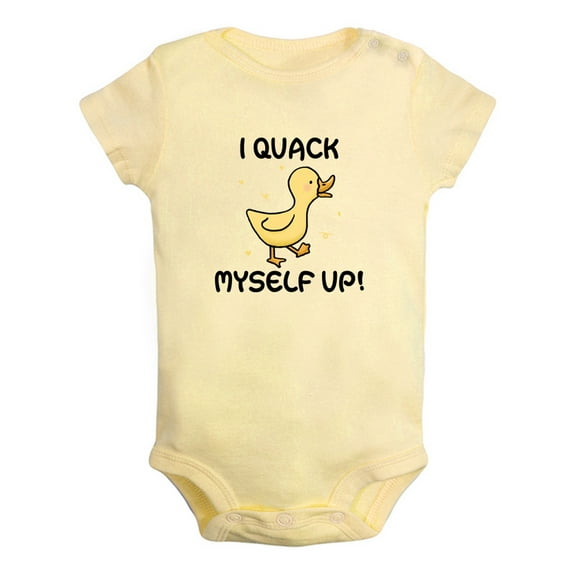 Baby Unisex I Quack Myself Up Funny Rompers Newborn Baby Bodysuits Infant Jumpsuits Kids Cotton Graphic One-Piece Outfits