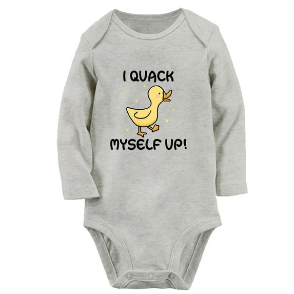 Baby Unisex I Quack Myself Up Funny Rompers Newborn Baby Bodysuits Infant Jumpsuits Kids Cotton Graphic One-Piece Outfits