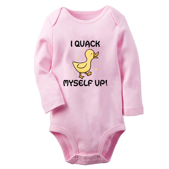Baby Unisex I Quack Myself Up Funny Rompers Newborn Baby Bodysuits Infant Jumpsuits Kids Cotton Graphic One-Piece Outfits