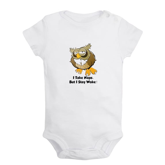 Baby Unisex I Take Nap But I Stay Woke Funny Rompers Newborn Baby Bodysuits Infant Jumpsuits Kids Cotton Animal Owl Graphic One-Piece Outfits
