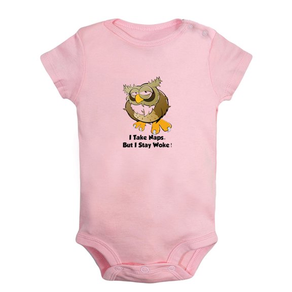 Baby Unisex I Take Nap But I Stay Woke Funny Rompers Newborn Baby Bodysuits Infant Jumpsuits Kids Cotton Animal Owl Graphic One-Piece Outfits