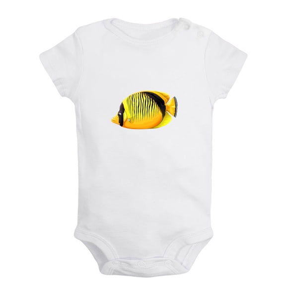 Baby Unisex I'm Cute Funny Rompers Newborn Baby Bodysuits Infant Jumpsuits Kids Cotton Animal Fish Graphic One-Piece Outfits