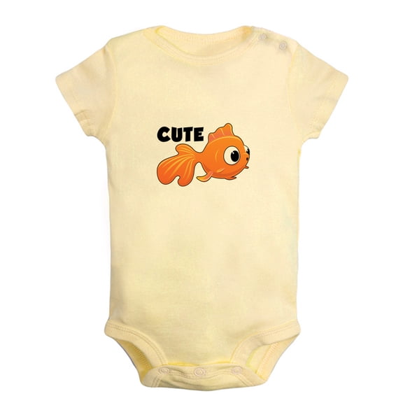 Baby Unisex I'm Cute Funny Rompers Newborn Baby Bodysuits Infant Jumpsuits Kids Cotton Animal Fish Graphic One-Piece Outfits