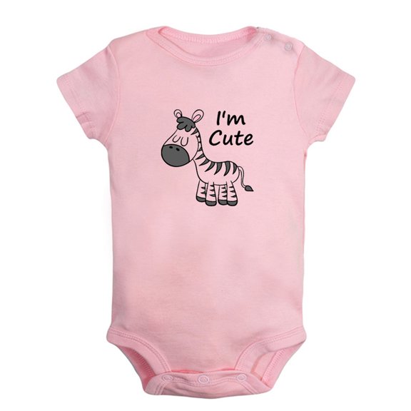 Baby Unisex I'm Cute Funny Rompers Newborn Baby Bodysuits Infant Jumpsuits Kids Cotton Animal Zebra Graphic One-Piece Outfits
