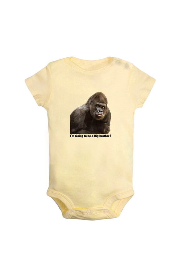 Baby Unisex I'm Going to Be a Big Brother Funny Rompers Newborn Baby Bodysuits Infant Jumpsuits Kids Cotton Animal Gorilla Graphic One-Piece Outfits