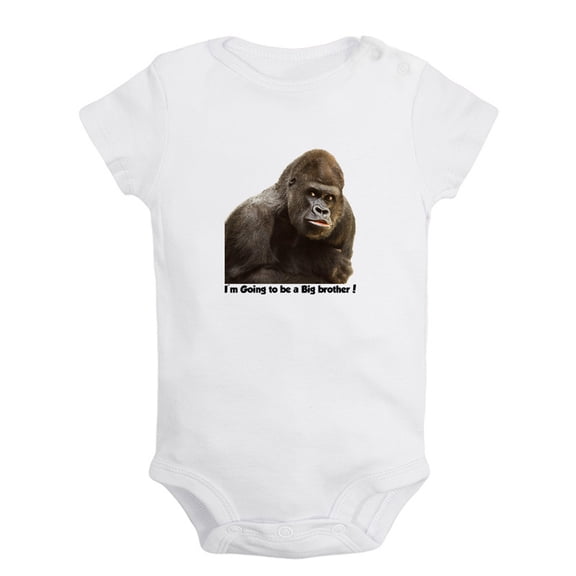 Baby Unisex I'm Going to Be a Big Brother Funny Rompers Newborn Baby Bodysuits Infant Jumpsuits Kids Cotton Animal Gorilla Graphic One-Piece Outfits