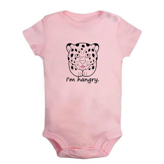 Baby Unisex I'm Hangry Funny Rompers Newborn Baby Bodysuits Infant Jumpsuits Kids Cotton Animal Leopard Graphic One-Piece Outfits