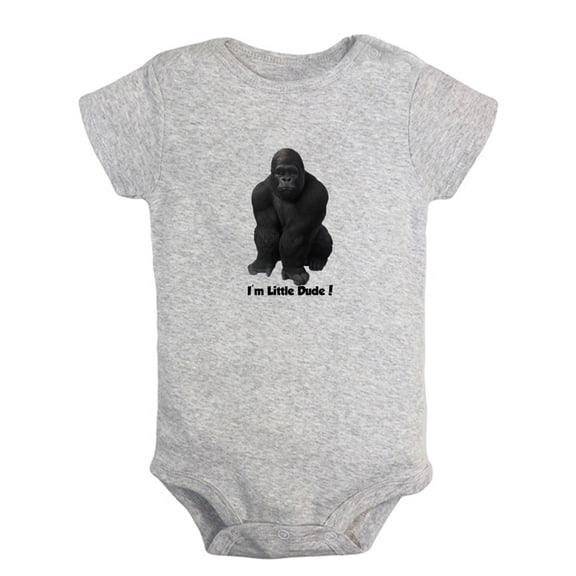 Baby Unisex I'm Little Dude Funny Rompers Newborn Baby Bodysuits Infant Jumpsuits Kids Cotton Animal Gorilla Graphic One-Piece Outfits