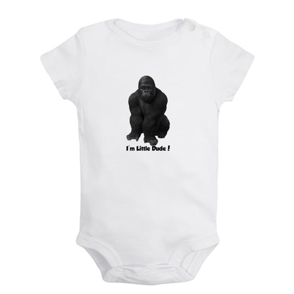 Baby Unisex I'm Little Dude Funny Rompers Newborn Baby Bodysuits Infant Jumpsuits Kids Cotton Animal Gorilla Graphic One-Piece Outfits