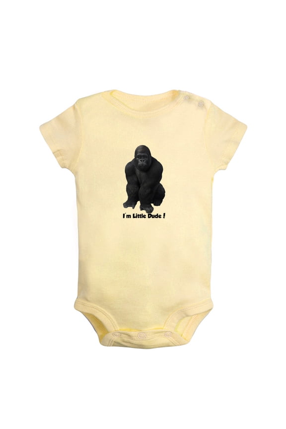 Baby Unisex I'm Little Dude Funny Rompers Newborn Baby Bodysuits Infant Jumpsuits Kids Cotton Animal Gorilla Graphic One-Piece Outfits