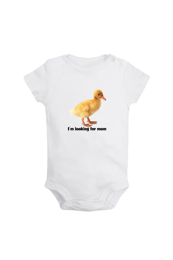 Baby Unisex I'm Looking For Mom Funny Rompers Newborn Baby Bodysuits Infant Jumpsuits Kids Cotton Animal Duck Graphic One-Piece Outfits