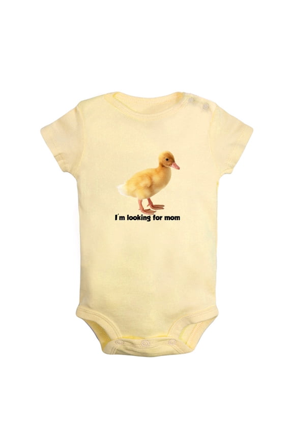 Baby Unisex I'm Looking For Mom Funny Rompers Newborn Baby Bodysuits Infant Jumpsuits Kids Cotton Animal Duck Graphic One-Piece Outfits