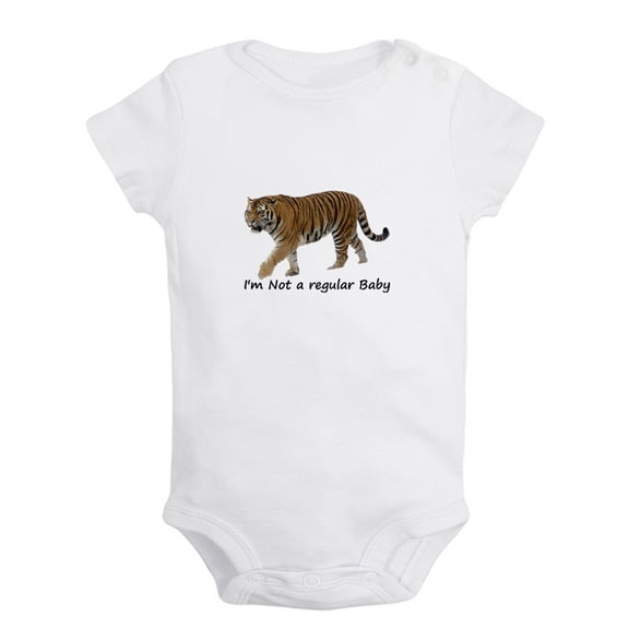 Baby Unisex I'm Not a Regular Baby Funny Rompers Newborn Baby Bodysuits Infant Jumpsuits Kids Cotton Animal Tiger Graphic One-Piece Outfits
