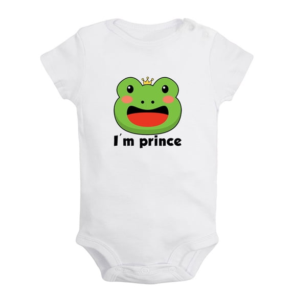 Baby Unisex I'm Prince Funny Rompers Newborn Baby Bodysuits Infant Jumpsuits Kids Cotton Animal Frog Graphic One-Piece Outfits