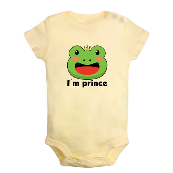 Baby Unisex I'm Prince Funny Rompers Newborn Baby Bodysuits Infant Jumpsuits Kids Cotton Animal Frog Graphic One-Piece Outfits