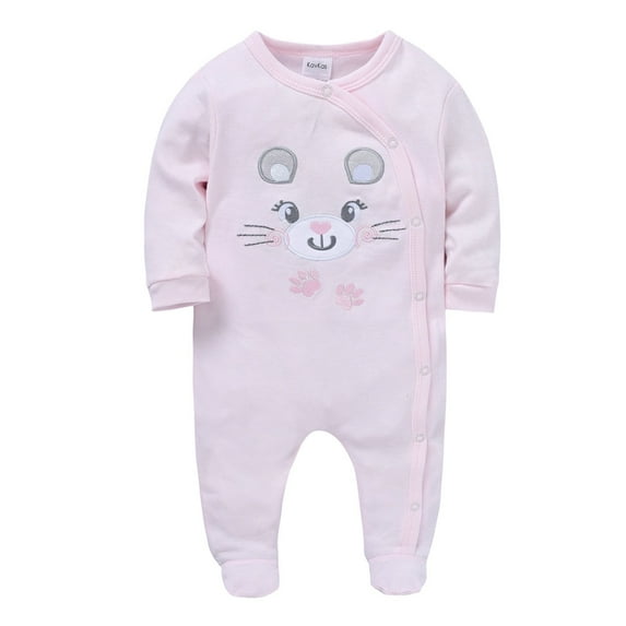 Baby Unisex Jumpsuit Round Neck Long Sleeve Cute Print Soft Breathable Jumpsuit Toddler Clothes Pink 9 Months