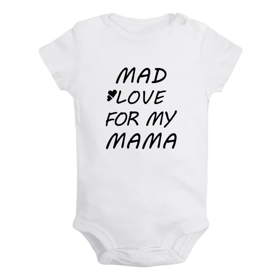 Baby Unisex Mad Love For Mama Funny Rompers Newborn Baby Bodysuits Infant Jumpsuits Kids Cotton Graphic One-Piece Outfits